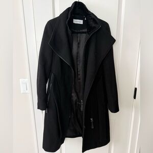 Calvin Klein Black Women's Trench Coat with Zip Detail